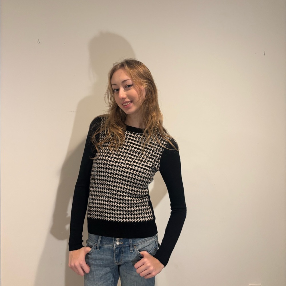 Valerie Stevens Black and White Wool Blend Sweater